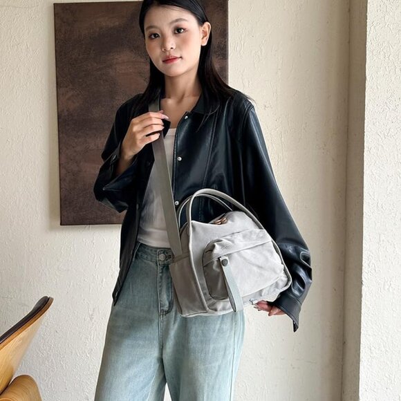 Nylon Crossbody Bag Womens Lightweight Large Capacity Zipper Pocket - Picture 2 of 2